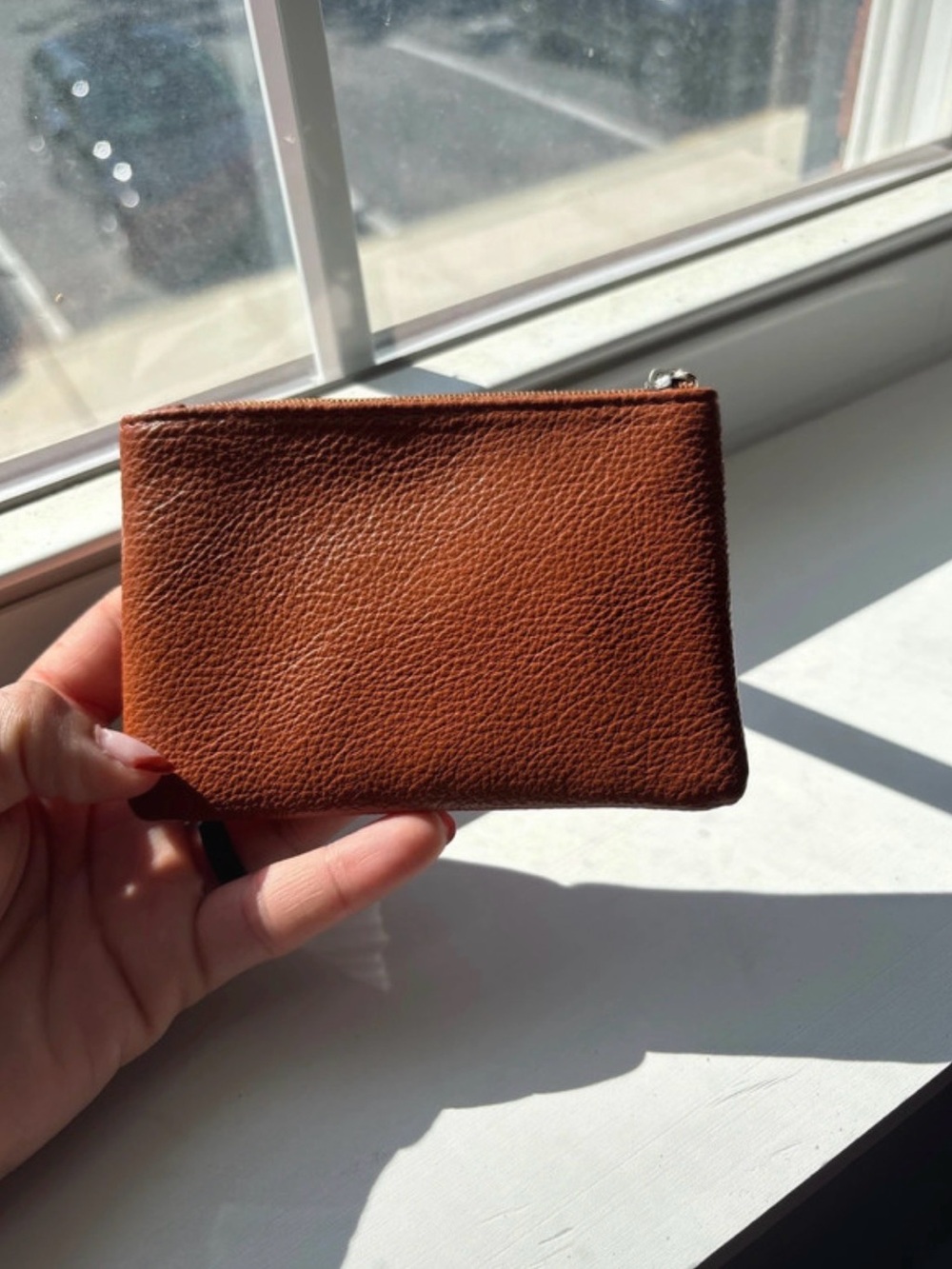 Brown Leather Zip Pouch for Men